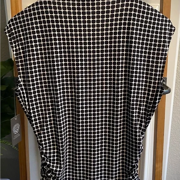 🌸HP🎉NWT👚VINCE CAMUTO Cap-Sleeve BLACK 🖤& WHITE 🤍Blouse - Picture 11 of 16
